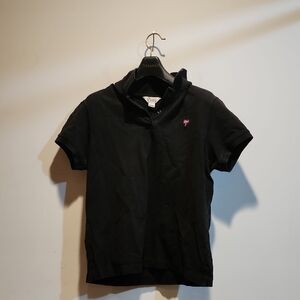 Lilly Pulitzer Black Short Sleeve Polo with Pink Logo